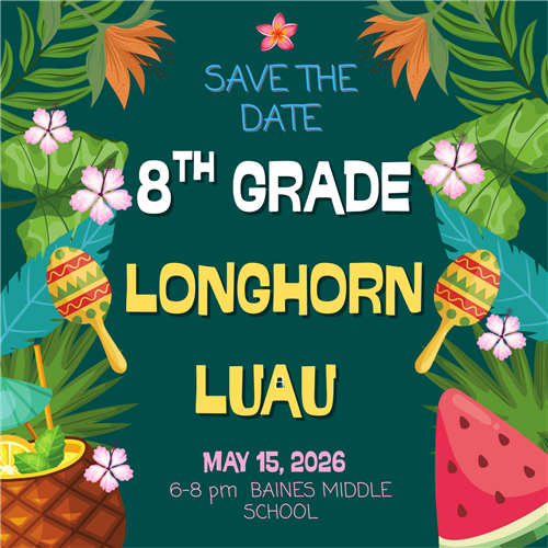 8th Grade Luau Save the Date flyer